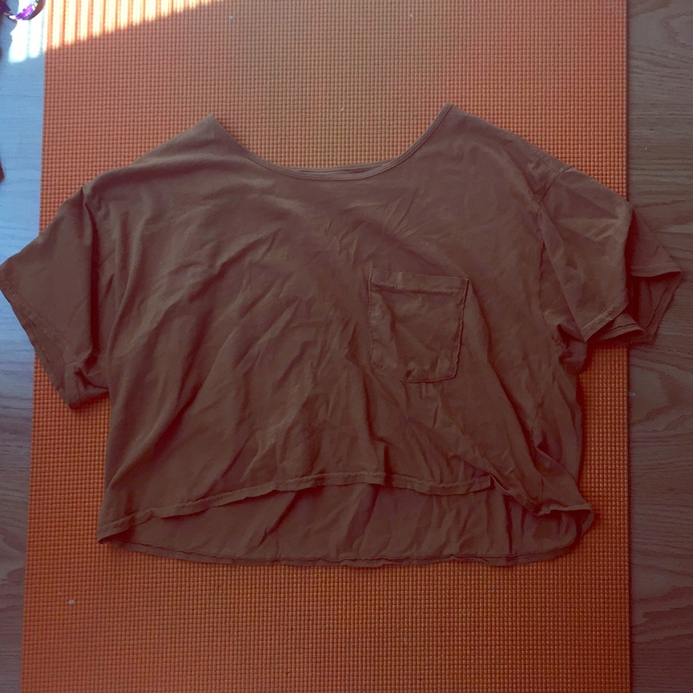American Apparel T shirt crop top camel colored